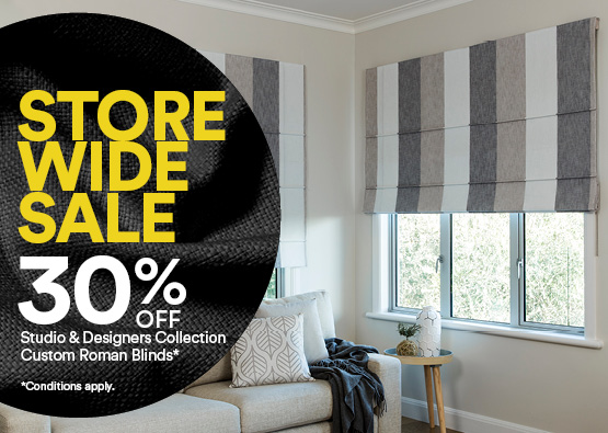 30% off Studio and Designers Collection Custom Roman Blinds*